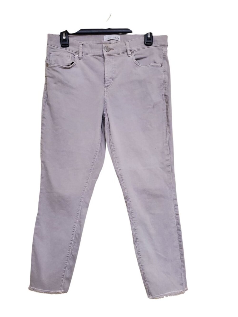 LOFT Modern Skinny Crop Women's Light Gray Raw Hem Colored Denim Jeans Size 28/6